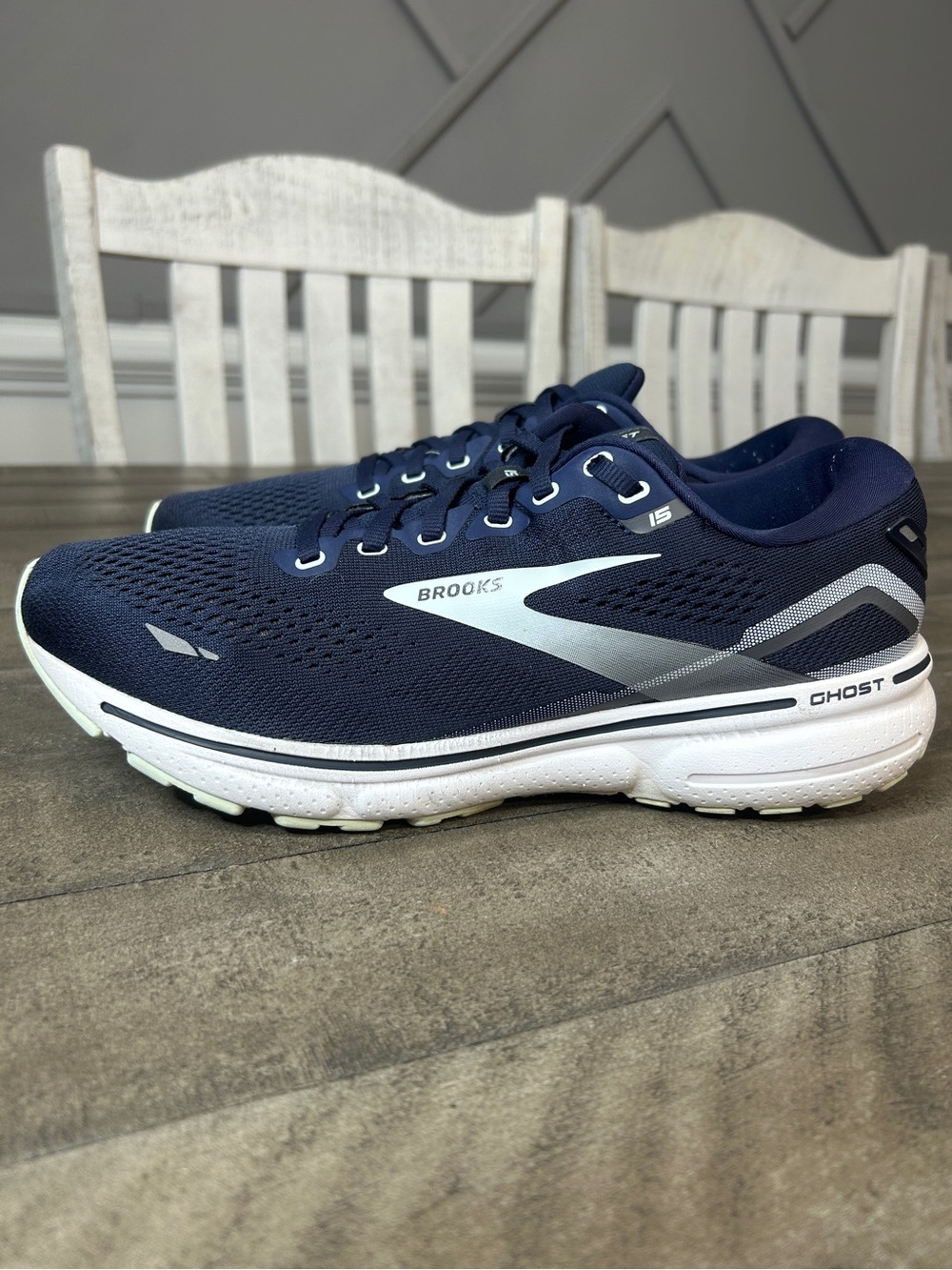 Brooks Ghost 15 Running Shoes Womens Size 10.5 D Wide Navy Blue 1203801D450